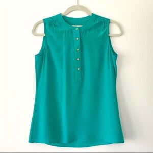 Banana Republic Green Sleeveless Silk Blouse SIZE XXS Petite